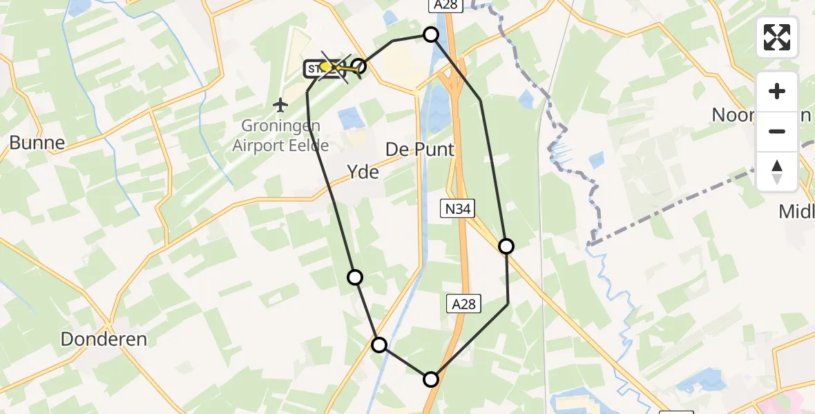 Routekaart van de vlucht: Lifeliner 4 naar Groningen Airport Eelde