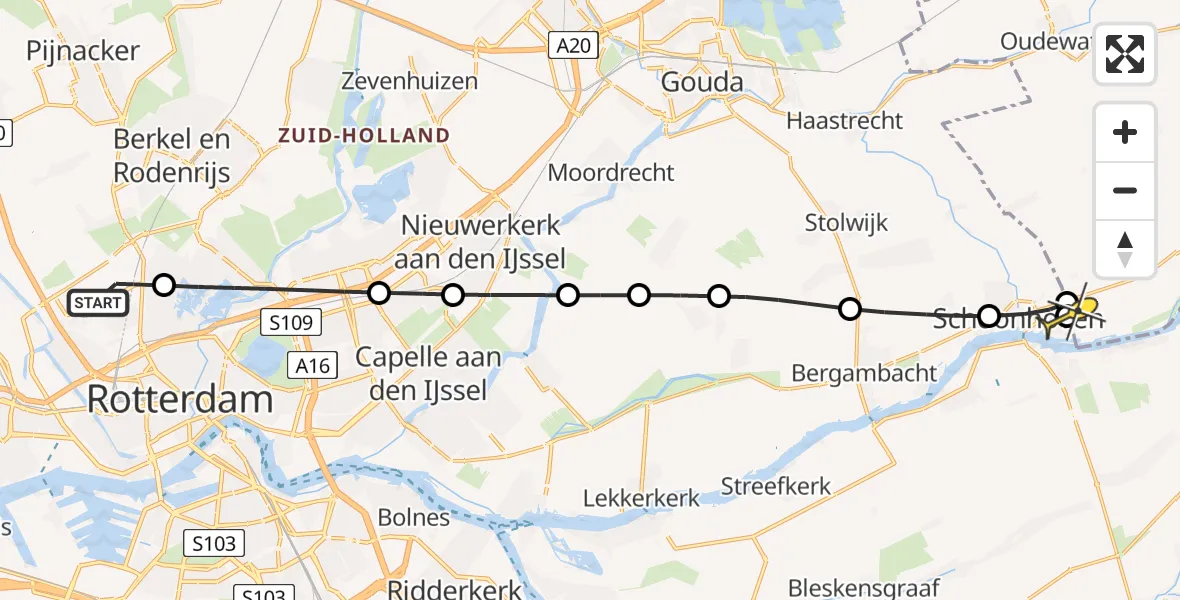 Routekaart van de vlucht: Lifeliner 2 naar Lopik