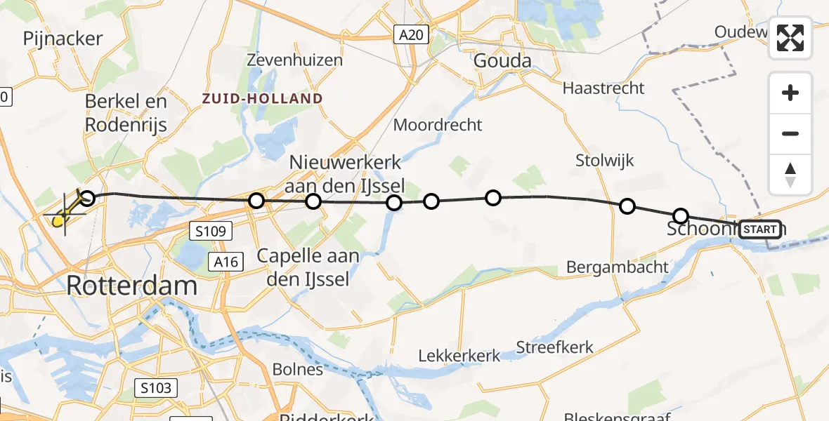 Routekaart van de vlucht: Lifeliner 2 naar Rotterdam The Hague Airport