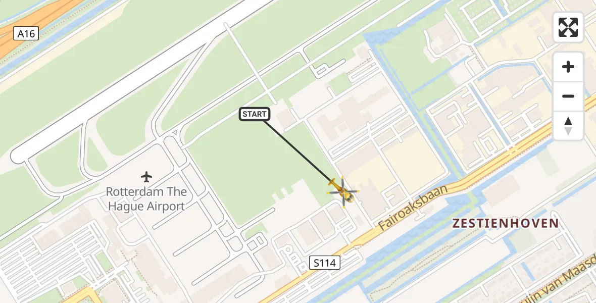 Vluchtroute Traumahelikopter Rotterdam The Hague Airport - Rotterdam The Hague Airport, 14 november 2023, 10:55
