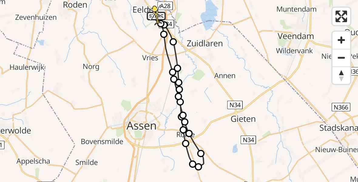 Routekaart van de vlucht: Lifeliner 4 naar Groningen Airport Eelde