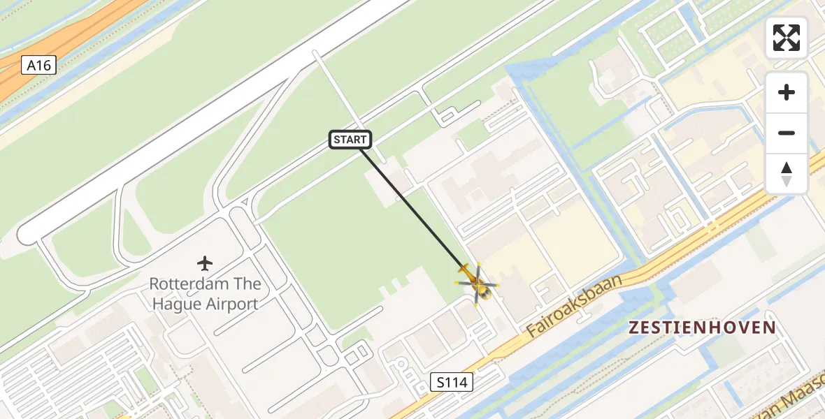 Vluchtroute Traumahelikopter Rotterdam The Hague Airport - Rotterdam The Hague Airport, 14 november 2023, 12:17