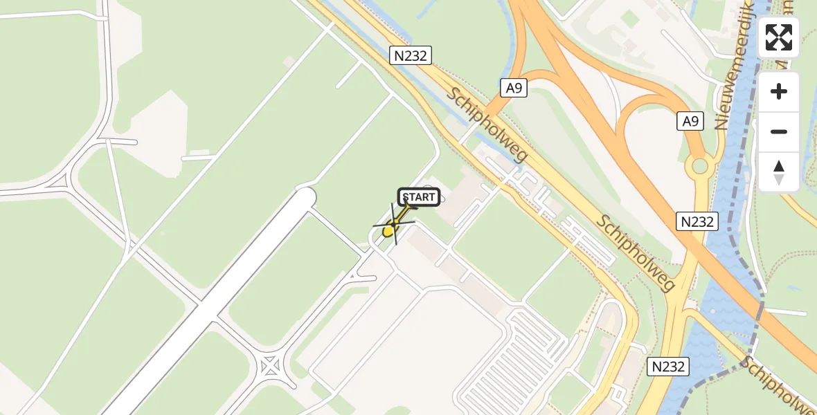Vluchtroute Politiehelikopter van Schiphol naar Schiphol