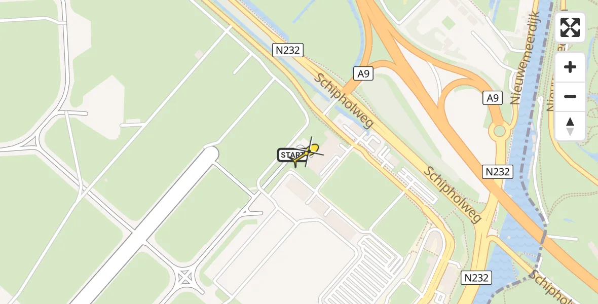 Vluchtroute Politiehelikopter van Schiphol naar Schiphol