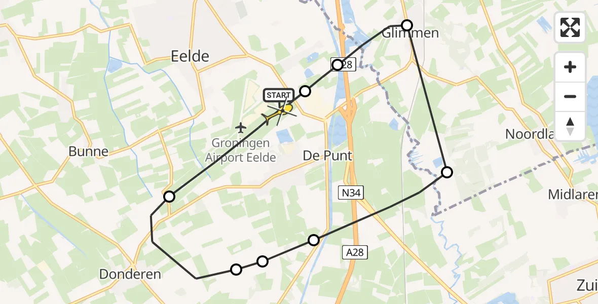 Routekaart van de vlucht: Lifeliner 4 naar Groningen Airport Eelde