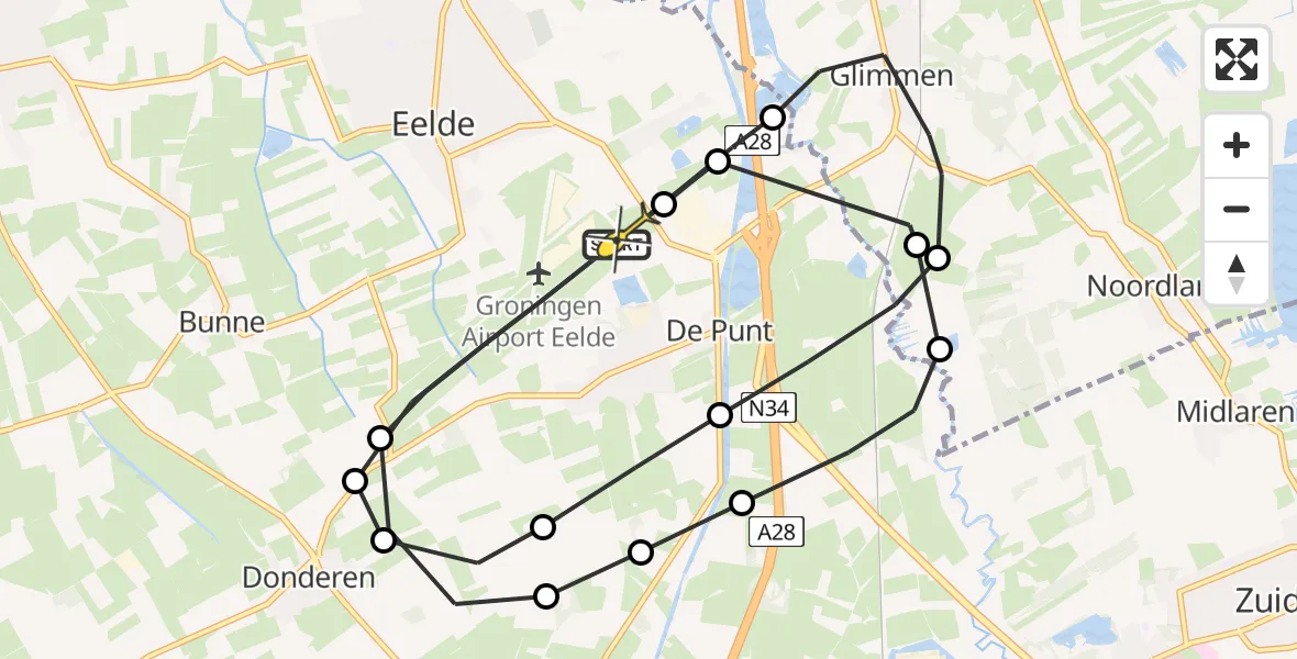 Routekaart van de vlucht: Lifeliner 4 naar Groningen Airport Eelde