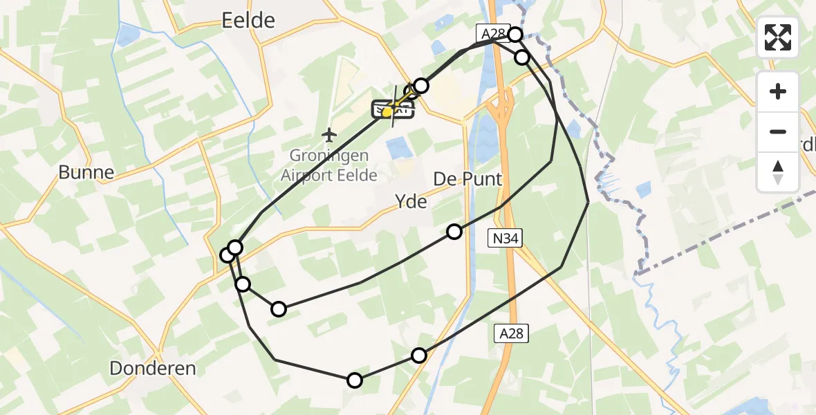 Routekaart van de vlucht: Lifeliner 4 naar Groningen Airport Eelde