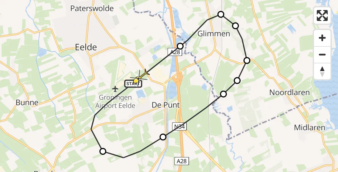 Routekaart van de vlucht: Lifeliner 4 naar Groningen Airport Eelde