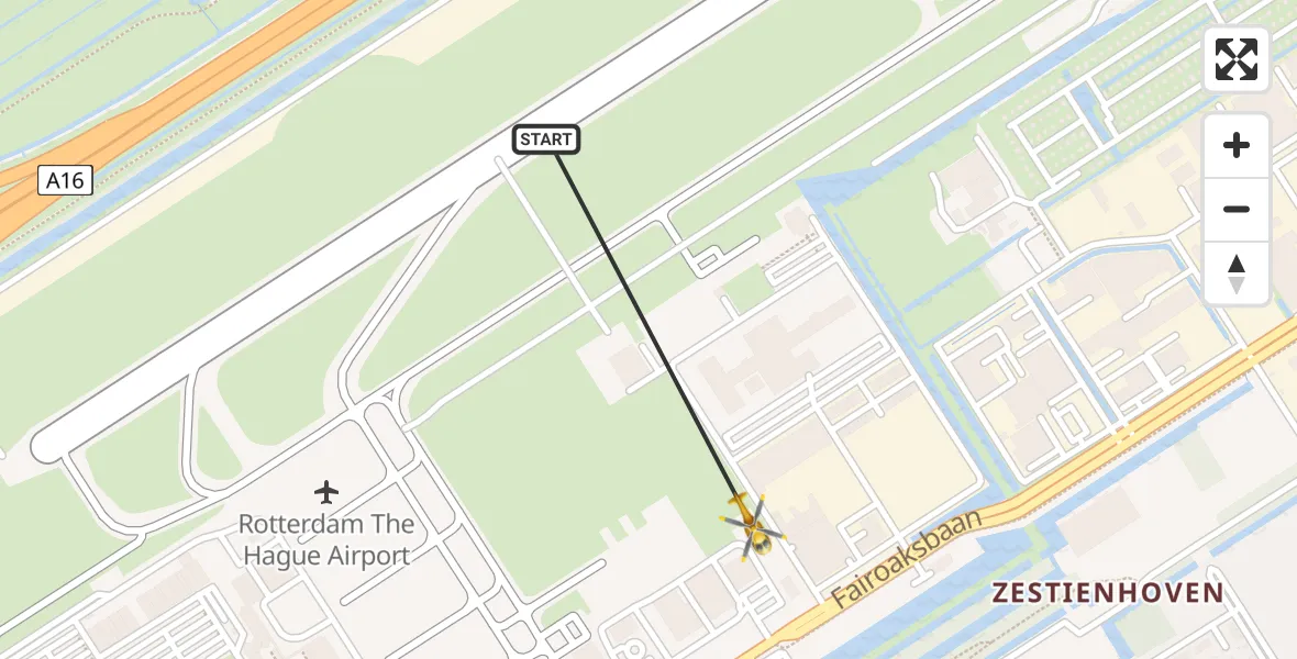 Vluchtroute Traumahelikopter Rotterdam The Hague Airport - Rotterdam The Hague Airport, 14 november 2023, 23:07
