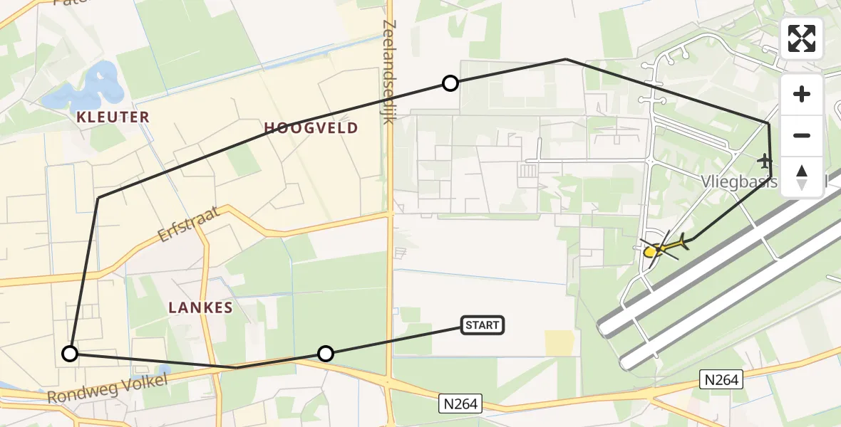 Routekaart van de vlucht: Lifeliner 3 naar Vliegbasis Volkel