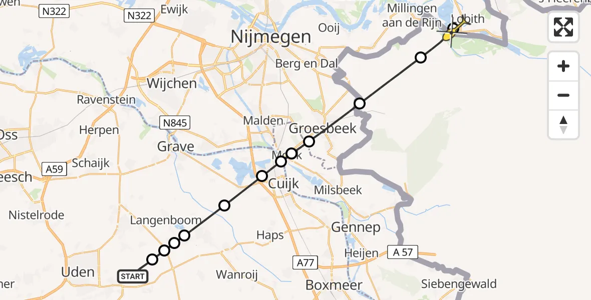 Routekaart van de vlucht: Lifeliner 3 naar Tolkamer