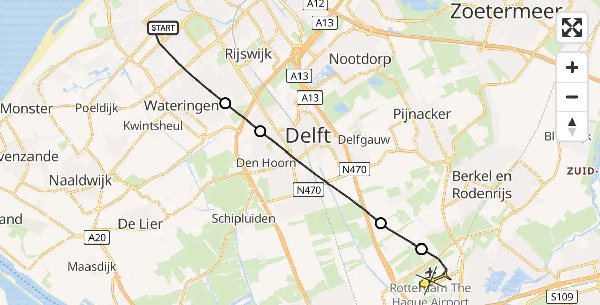 Routekaart van de vlucht: Lifeliner 2 naar Rotterdam The Hague Airport