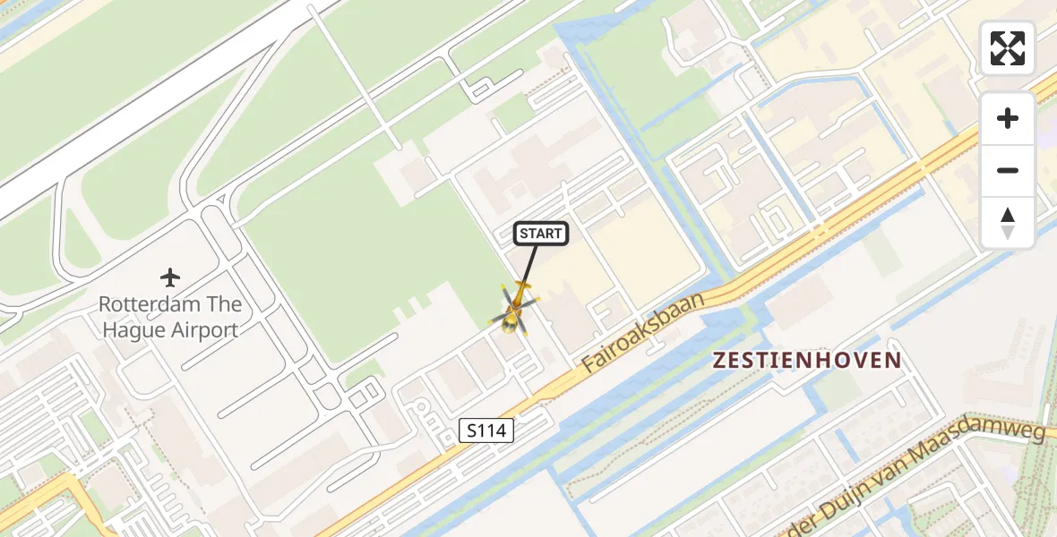Vluchtroute Traumahelikopter Rotterdam The Hague Airport - Rotterdam The Hague Airport, 15 november 2023, 10:05