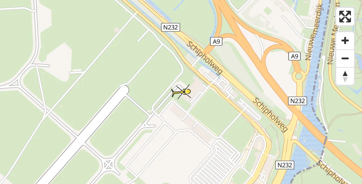 Vluchtroute Politiehelikopter van Schiphol naar Schiphol