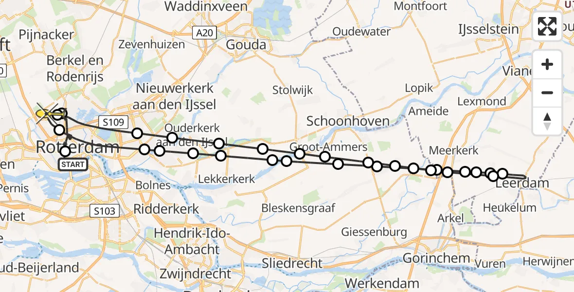 Routekaart van de vlucht: Lifeliner 2 naar Rotterdam The Hague Airport