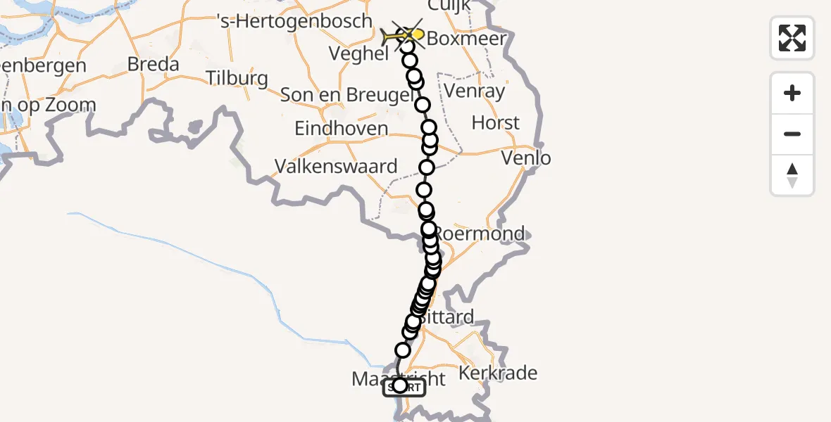 Routekaart van de vlucht: Lifeliner 3 naar Vliegbasis Volkel