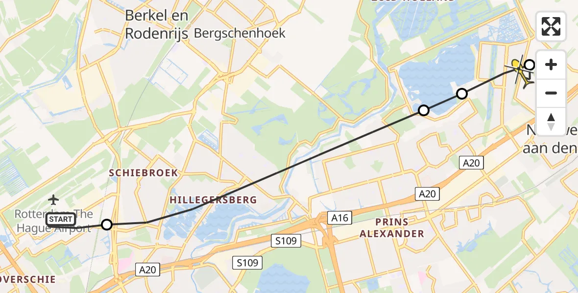 Routekaart van de vlucht: Lifeliner 2 naar Nieuwerkerk aan den IJssel