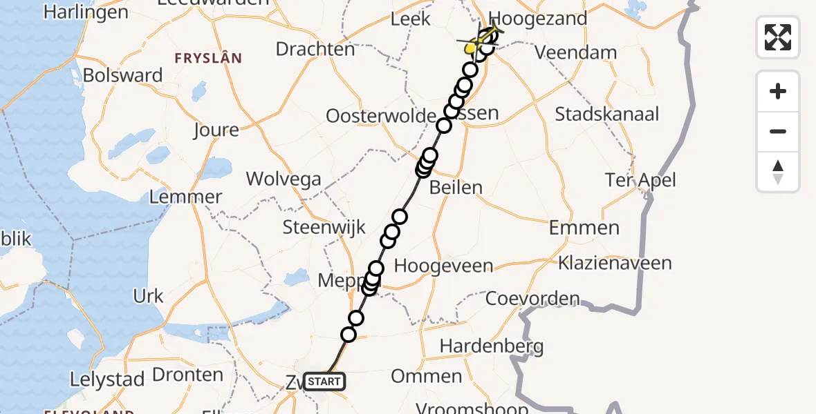 Routekaart van de vlucht: Lifeliner 4 naar Groningen Airport Eelde