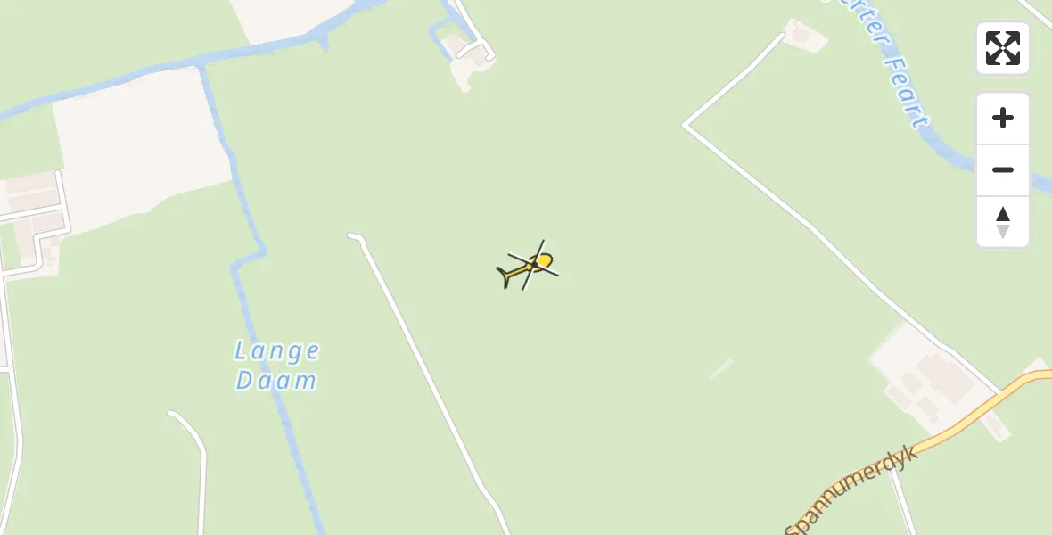 Routekaart van de vlucht: Ambulancehelikopter naar Winsum