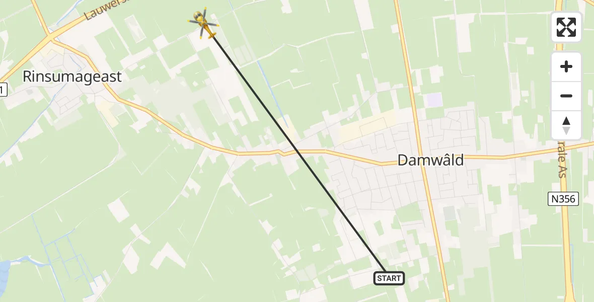 Vluchtroute Ambulancehelikopter Damwâld - Damwâld, 15 november 2023, 15:18