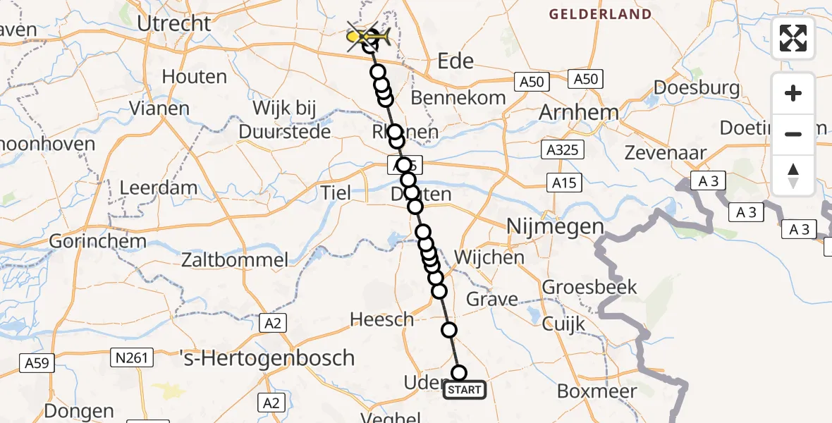 Routekaart van de vlucht: Lifeliner 3 naar Scherpenzeel