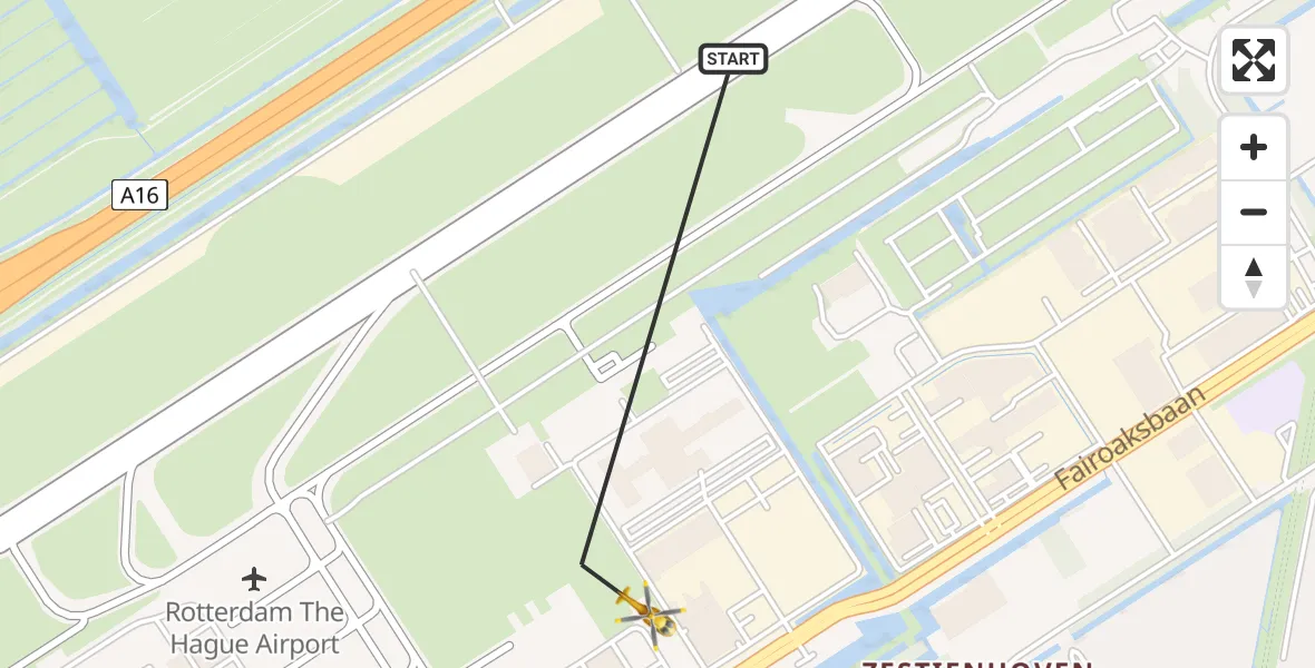 Vluchtroute Traumahelikopter Rotterdam The Hague Airport - Rotterdam The Hague Airport, 15 november 2023, 16:51