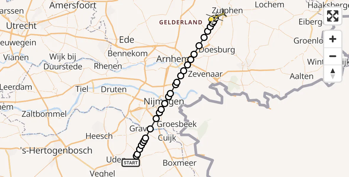 Routekaart van de vlucht: Lifeliner 3 naar Brummen