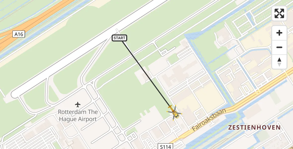 Vluchtroute Traumahelikopter Rotterdam The Hague Airport - Rotterdam The Hague Airport, 15 november 2023, 19:48