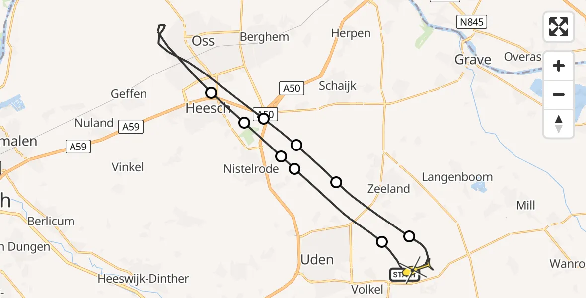 Routekaart van de vlucht: Lifeliner 3 naar Vliegbasis Volkel