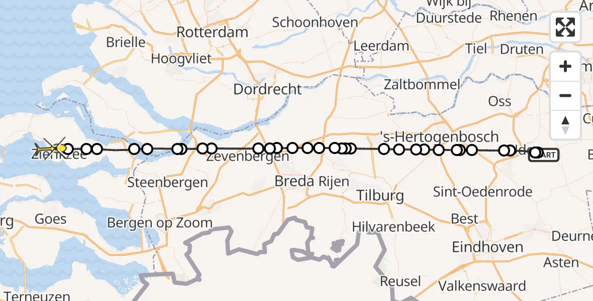 Routekaart van de vlucht: Lifeliner 3 naar Zierikzee