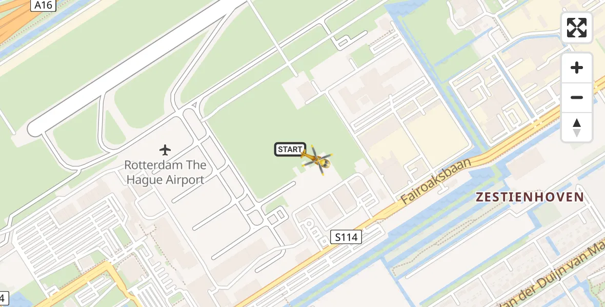 Vluchtroute Traumahelikopter Rotterdam The Hague Airport - Rotterdam The Hague Airport, 16 november 2023, 08:35