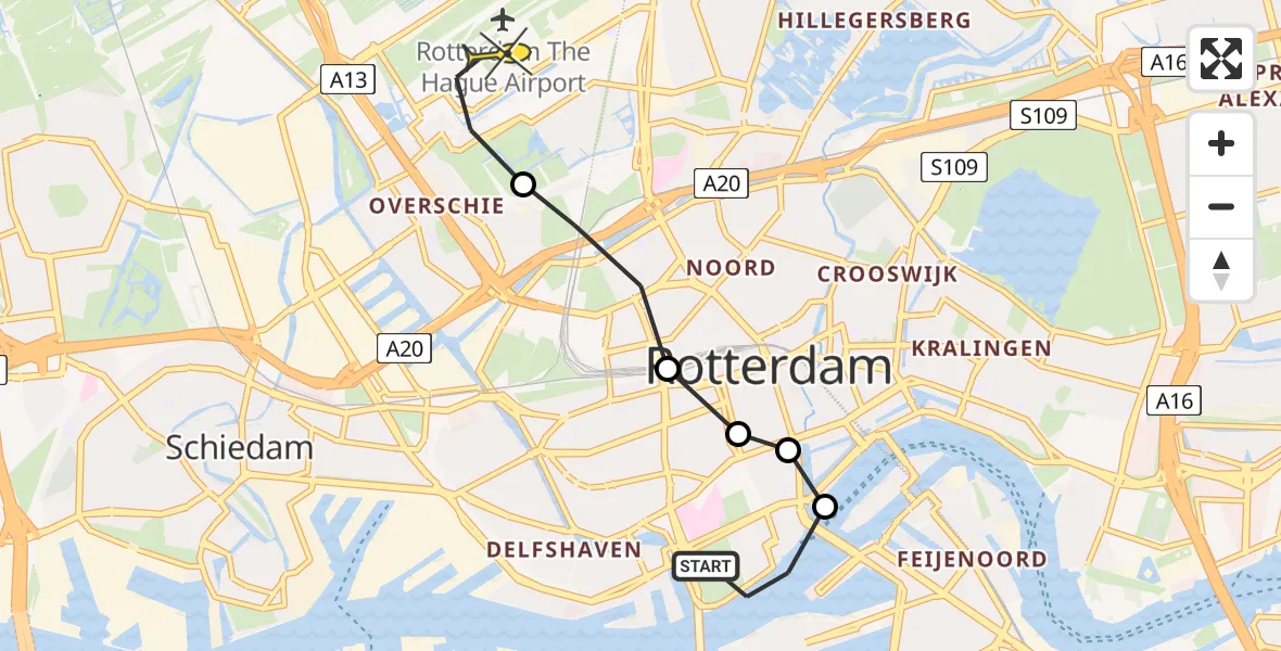 Routekaart van de vlucht: Lifeliner 2 naar Rotterdam The Hague Airport