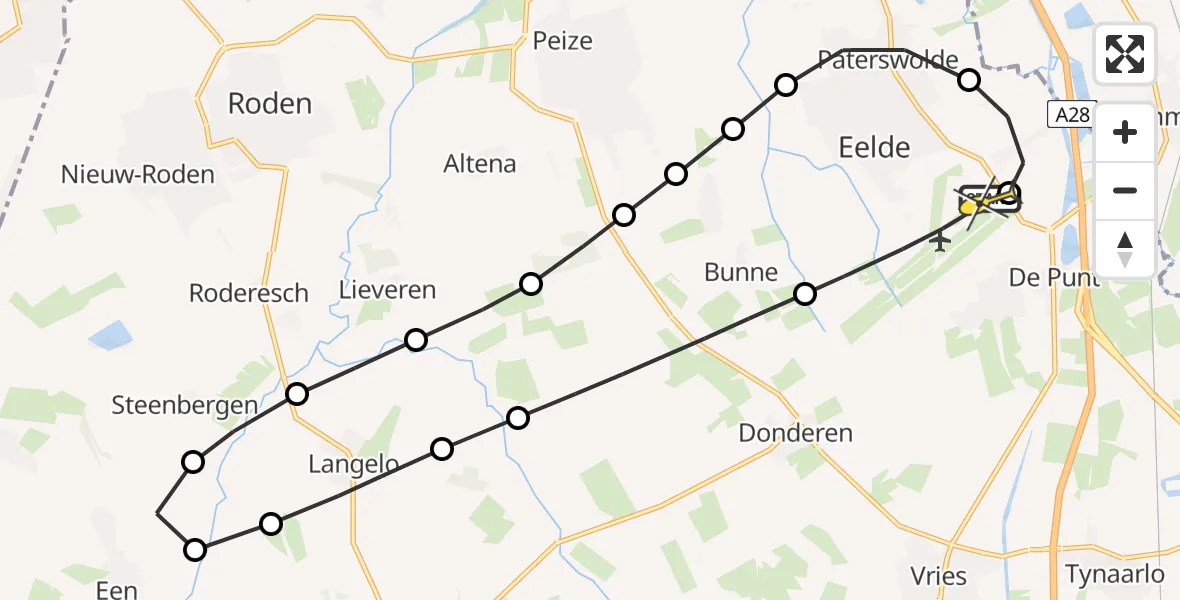 Routekaart van de vlucht: Lifeliner 4 naar Groningen Airport Eelde