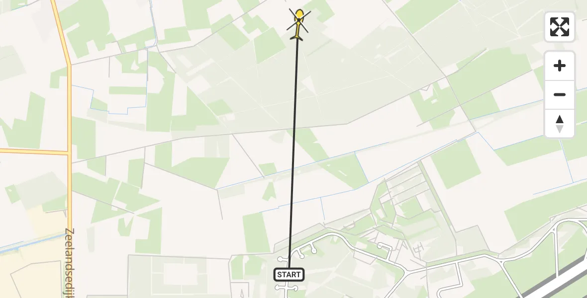 Routekaart van de vlucht: Traumahelikopter naar Zeeland
