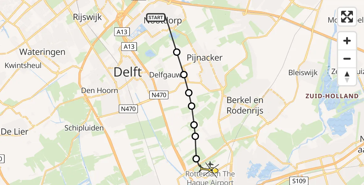 Routekaart van de vlucht: Lifeliner 2 naar Rotterdam The Hague Airport