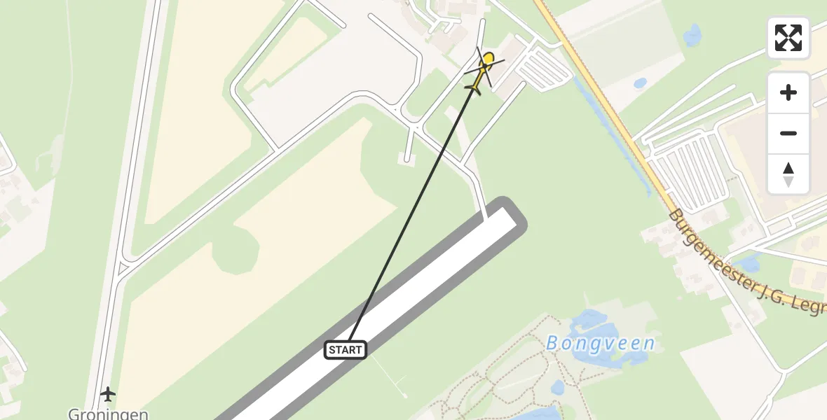 Routekaart van de vlucht: Lifeliner 4 naar Groningen Airport Eelde