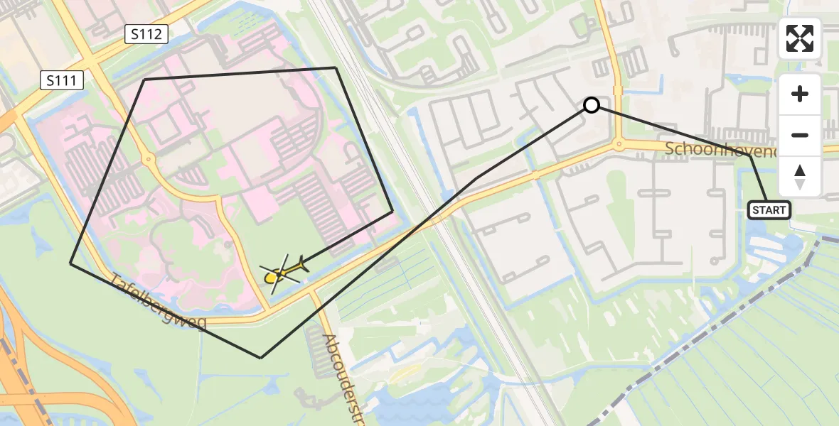 Routekaart van de vlucht: Lifeliner 1 naar Academisch Medisch Centrum (AMC)