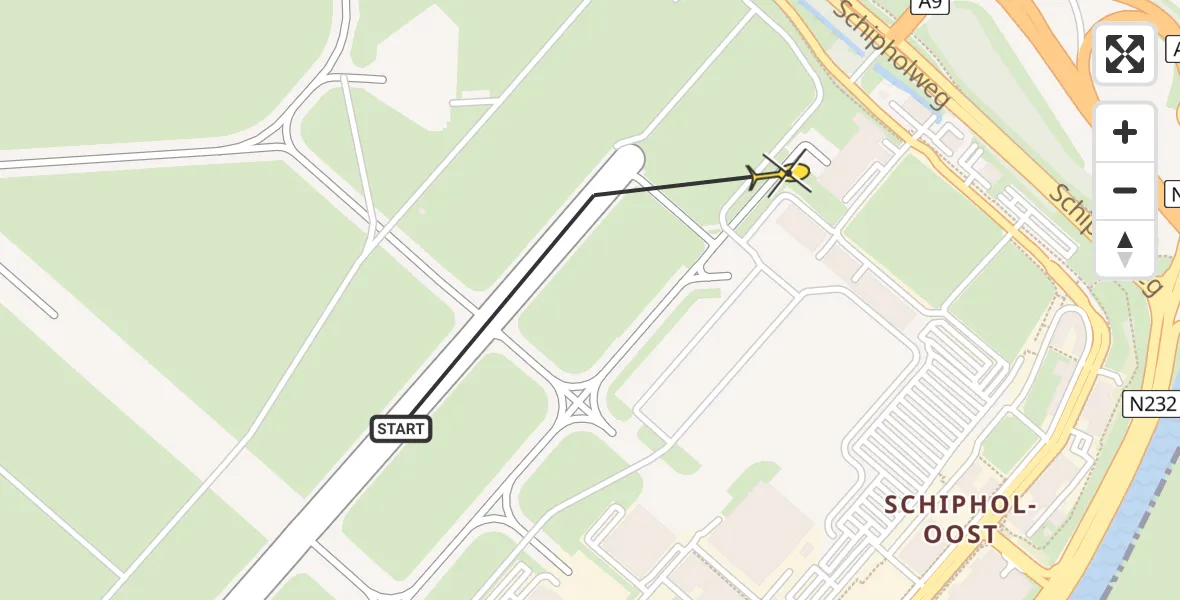 Vluchtroute Politiehelikopter van Schiphol naar Schiphol