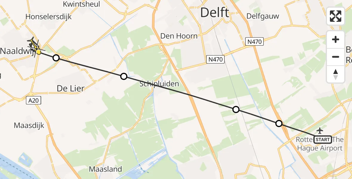 Routekaart van de vlucht: Lifeliner 2 naar Naaldwijk