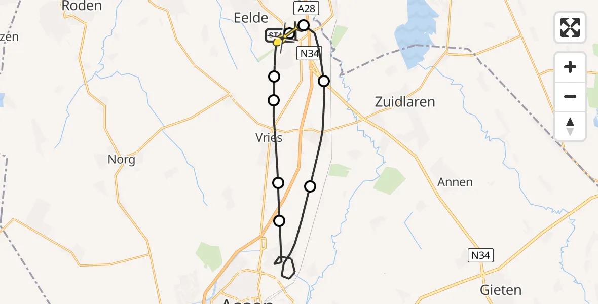 Routekaart van de vlucht: Lifeliner 4 naar Groningen Airport Eelde