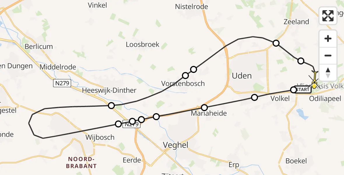 Routekaart van de vlucht: Lifeliner 3 naar Vliegbasis Volkel