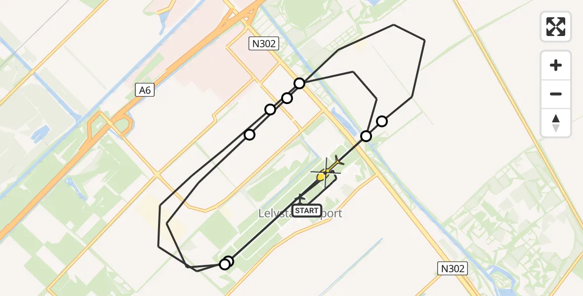 Routekaart van de vlucht: Traumaheli naar Lelystad Airport