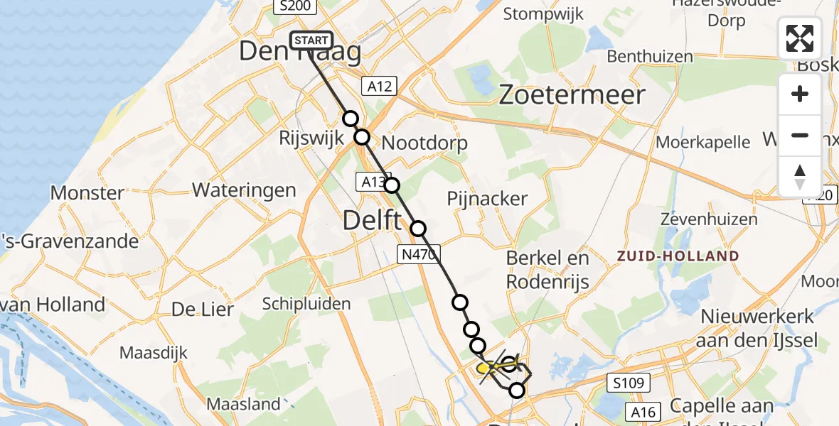 Routekaart van de vlucht: Lifeliner 2 naar Rotterdam The Hague Airport