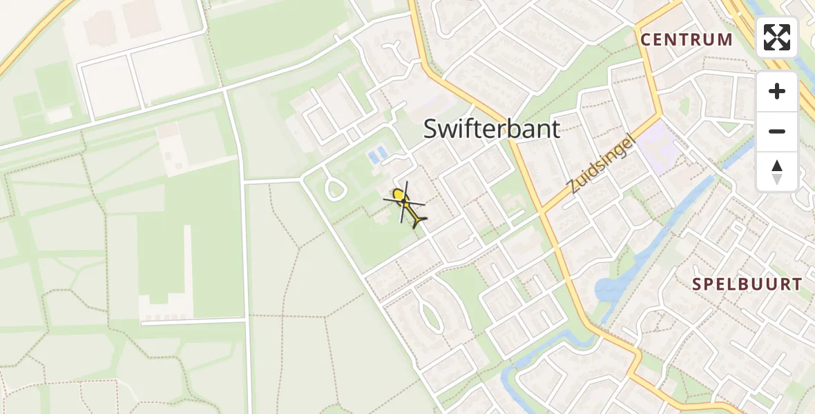 Routekaart van de vlucht: Traumahelikopter naar Swifterbant