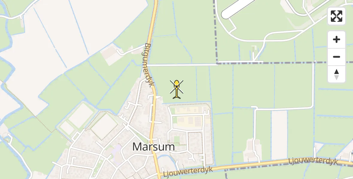 Routekaart van de vlucht: Ambulancehelikopter naar Marsum