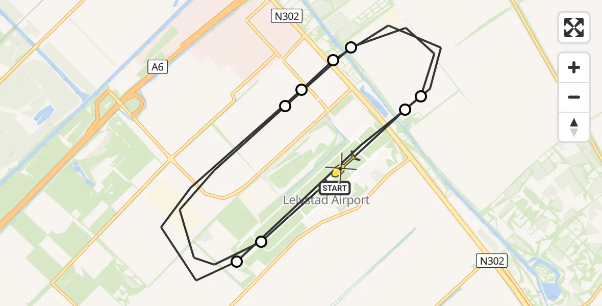 Routekaart van de vlucht: Traumaheli naar Lelystad Airport