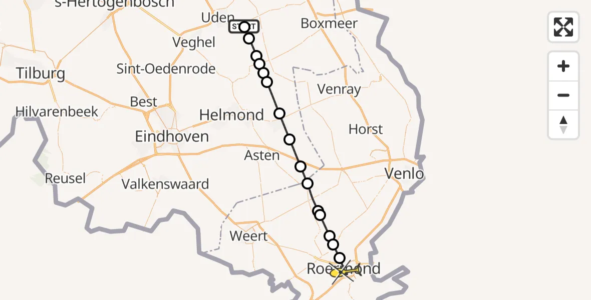 Routekaart van de vlucht: Lifeliner 3 naar Roermond