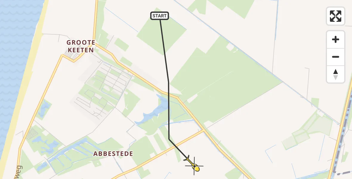 Routekaart van de vlucht: Ambulancehelikopter naar Callantsoog