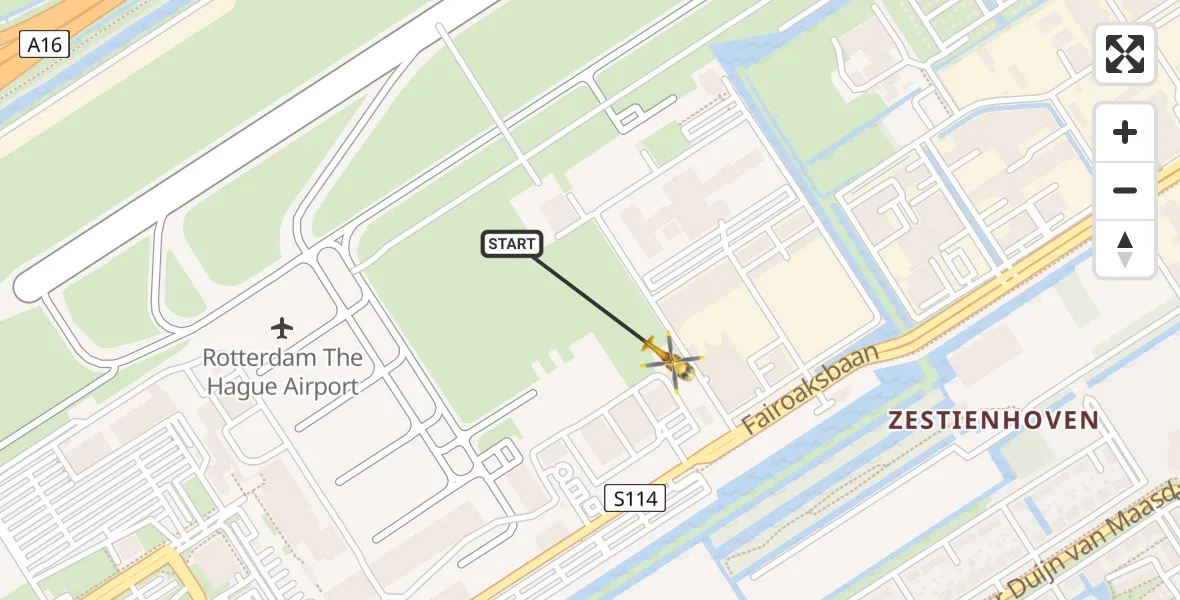 Vluchtroute Traumahelikopter Rotterdam The Hague Airport - Rotterdam The Hague Airport, 17 november 2023, 13:22