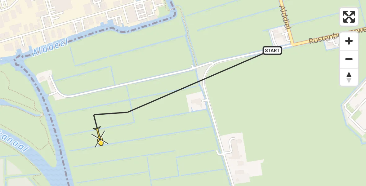 Routekaart van de vlucht: Ambulanceheli naar Tytsjerk